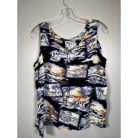 VTG‎ Authentic Big Dogs Tank Top Women's L Tropical Vacation Flowy Comfy Beach - Picture 1 of 7
